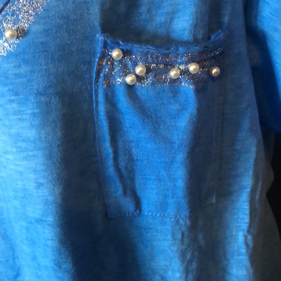ANGELA MARA pearl embellished tshirt size small oversized - Picture 4 of 7